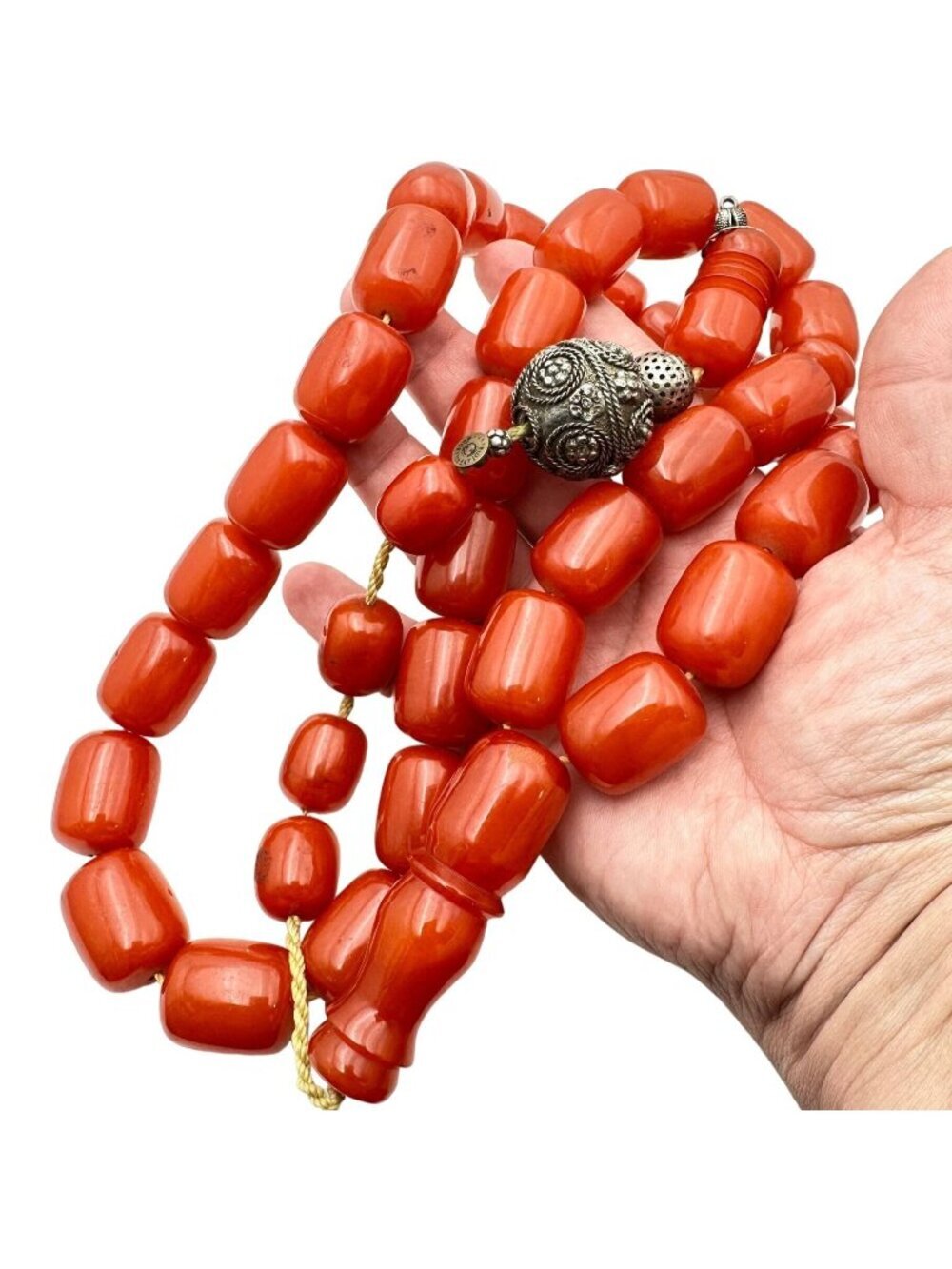 Antique Old Bakelite Prayer Bead Necklace 324 Grams Huge Beads 20mm x 25mm HUGE